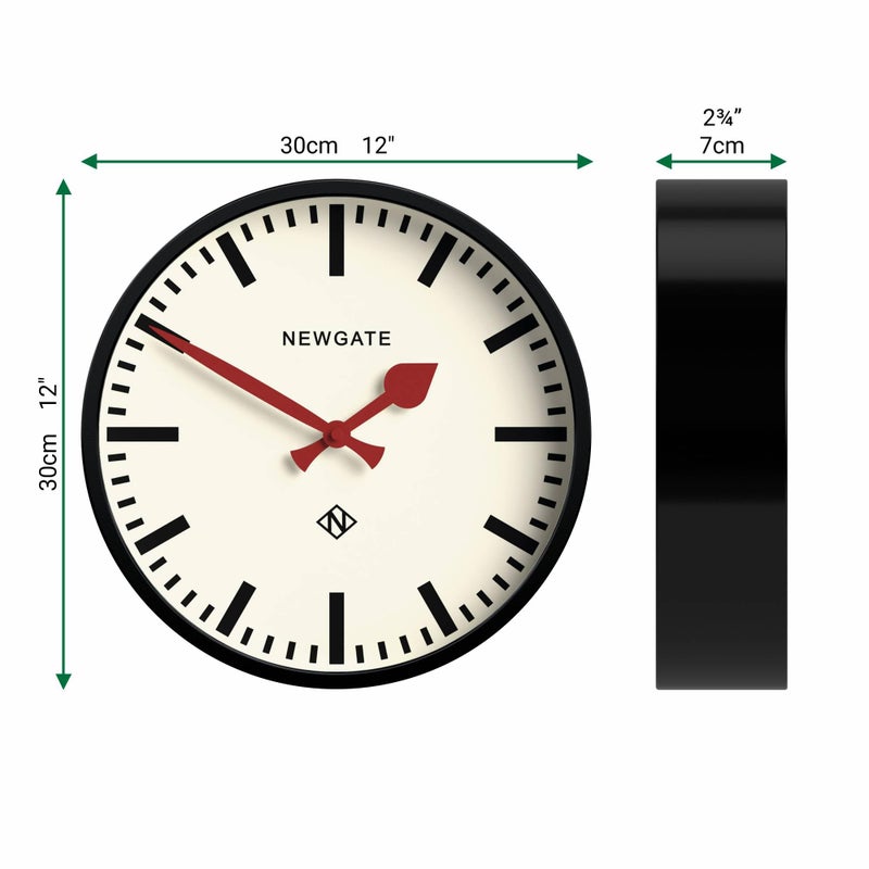 NEWGATEÂ® Luggage Wall Clock | Modern Retro Metal Station Clock | 12 inch | Deep Metal case in Black | Contemporary Vintage Style for Kitchen, Living Room or Office - Image 4